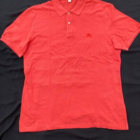 Burberry Brit Men Short Sleeve Shirt Nova Check Red Cotton Pique Polo - Picture 3 of 16
